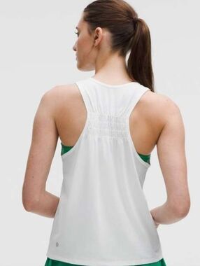 lululemon athletica White Ruched Racerback Tank Top Large NWT